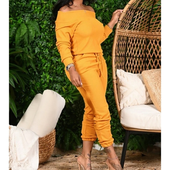 Gold Drawstring Jumpsuit - Picture 3 of 6